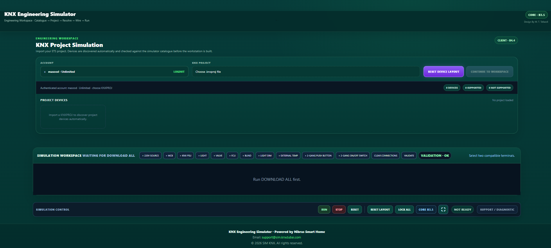Import ETS project and wait for catalogue loading